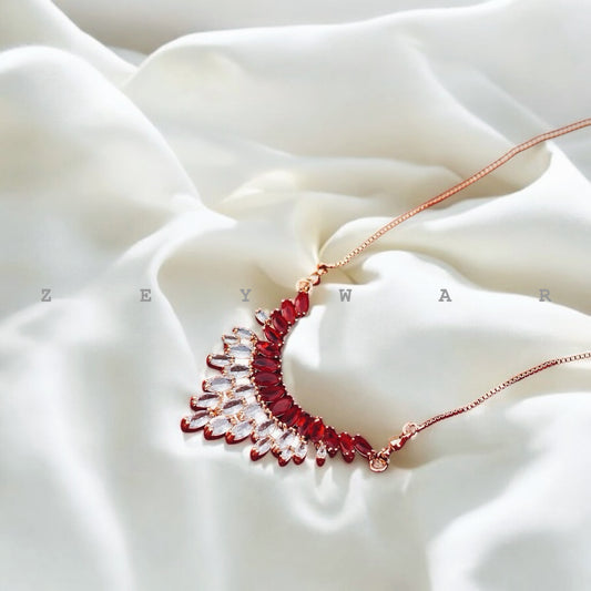 V Shaped Zircon Locket Red