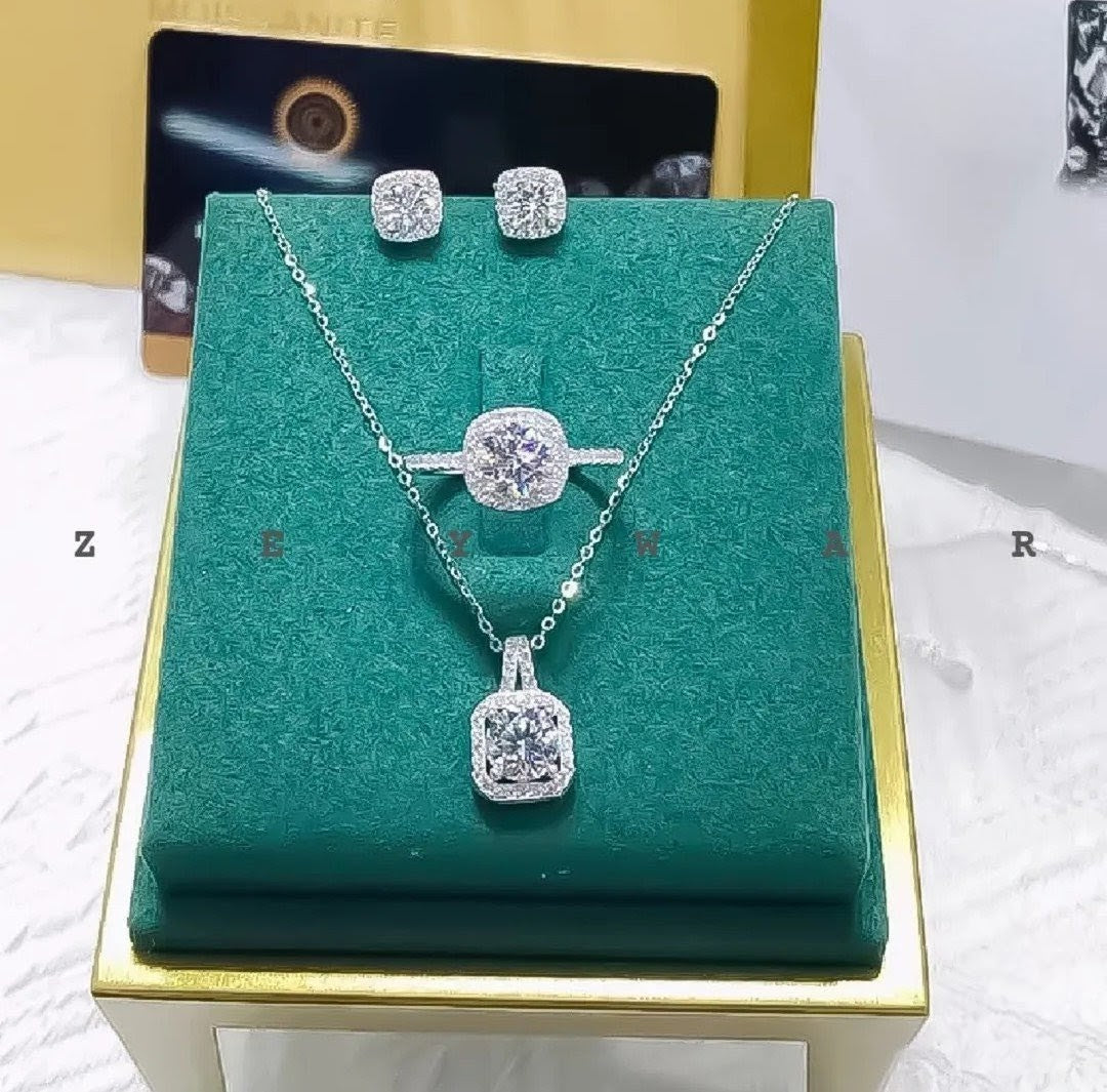 American Diamond Locket Set with adjustable Ring