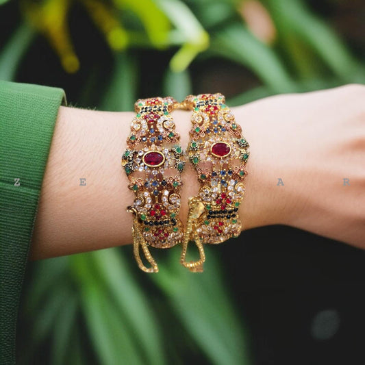 Timeless elegance, wrapped in nine hues – our Naurattan openable bangles.