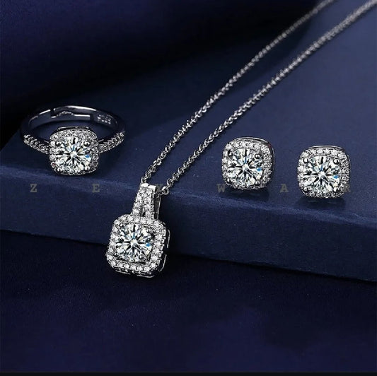 American Diamond Locket Set with adjustable Ring