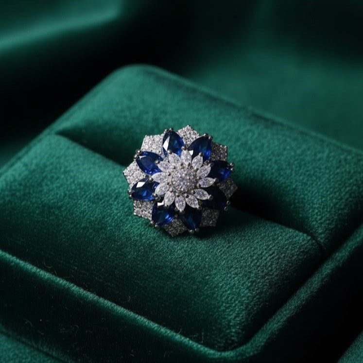 Dharkun Ring: silver & diamond-like fusion