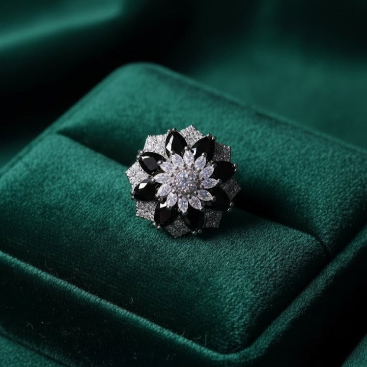 Dharkun Ring: silver & diamond-like fusion