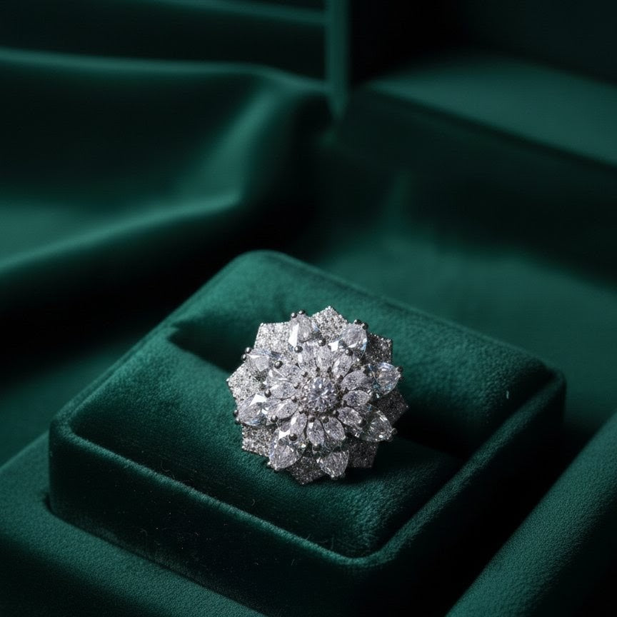 Dharkun Ring: silver & diamond-like fusion